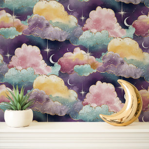 Papier Peint Nuages et Étoiles Célestes