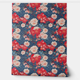 Papier Peint Nuages et fleurs japonais