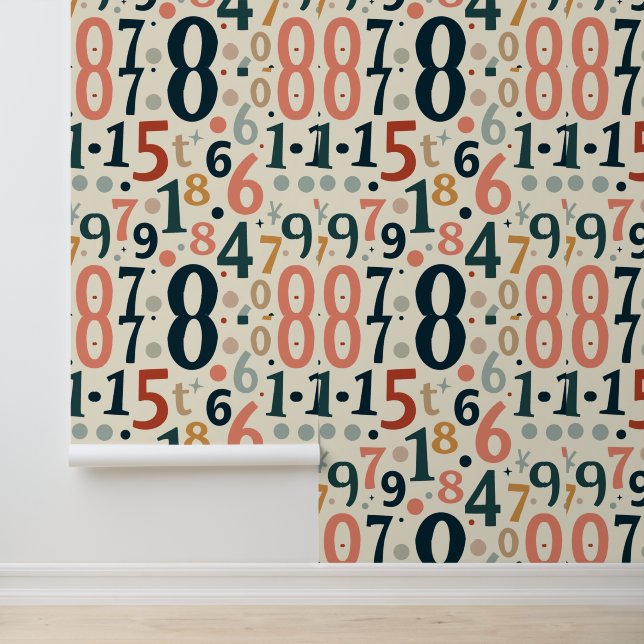 Papier Peint Numéros modernes Motif | Typographie mathématique  (Application)