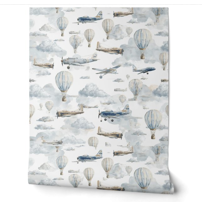 Papier Peint Nursery Avion | Mur d'Accent de Chamb (Déroulement)