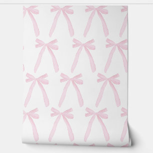 Papier Peint Nursery Bows Coquette Aquarelle Rose