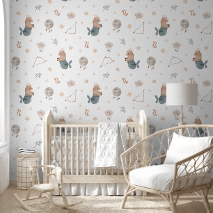 Papier Peint Nursery Capricorne Zodiaque Aquarelle