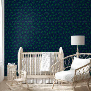 Papier Peint Nursery Garçon Bébé Dinosaure Bleu Vert Peel & Sti