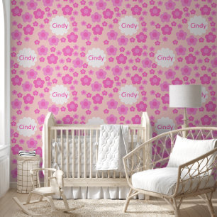 Papier Peint Nursery Girly Pink Flowers Nom du Motif