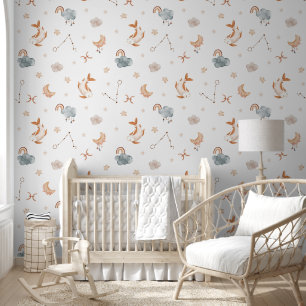 Papier Peint Nursery Poisson du zodiaque aquarelle