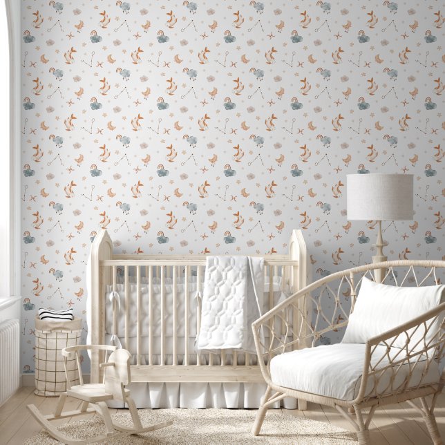Papier Peint Nursery Poisson du zodiaque aquarelle (Enfants)