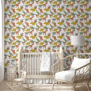Papier Peint Nursery pour bébé garçon dinosaure Autocollant Amo