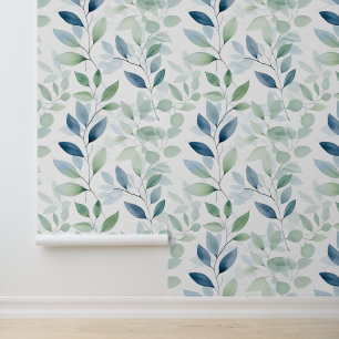 Papier Peint Oasis paisible Feuilles d'aquarelle