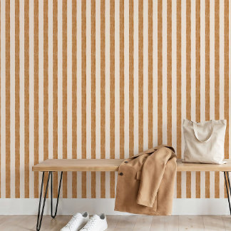 Papier Peint Ocre doré chaud beige rayure boho scandinave