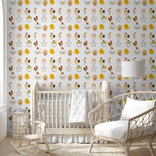 Papier Peint oeufs de caricature et petit chic