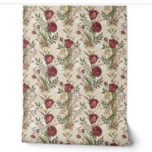 Papier Peint Œuvre d'art à motif floral de jardin de roses dama