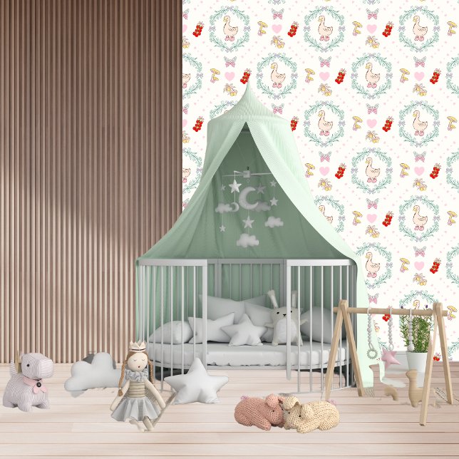 Papier Peint Oie sotte mignonne Oie rose oreilles bébé fille (Créateur téléchargé)