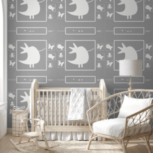 Papier Peint Oiseau Tweety Blanc Sur Grey
