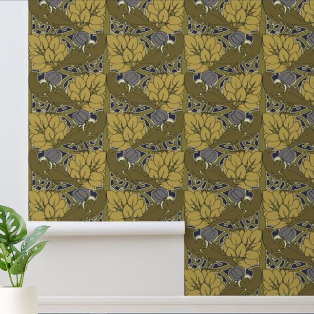 Papier Peint Oiseaux dans les fruits Motif par Voysey (Créateur téléchargé)