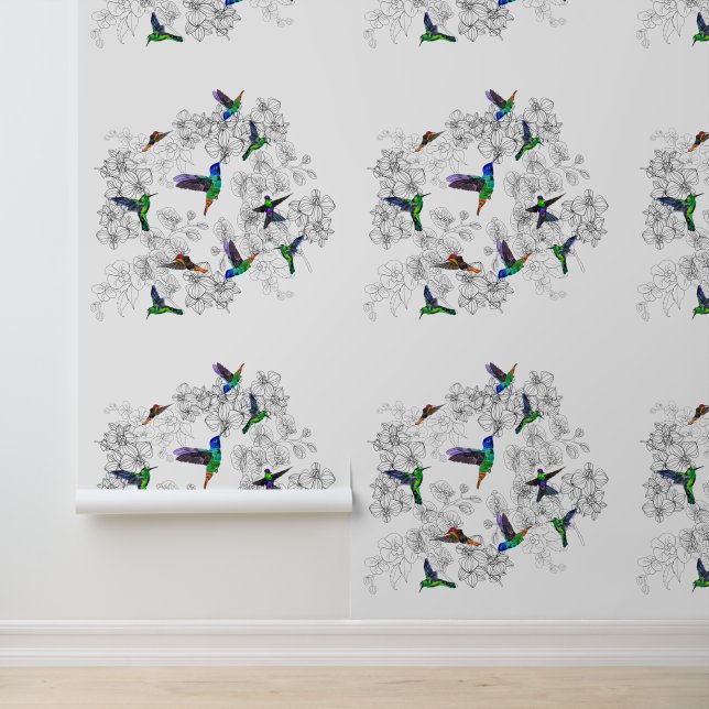 Papier Peint Oiseaux de printemps en vol (Application)