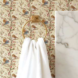 Papier Peint Oiseaux et Branches sur Crème