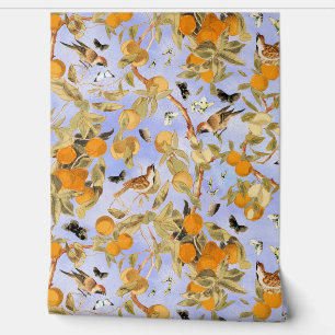 Papier Peint Oiseaux Vintages tropicaux dans le jardin de fruit