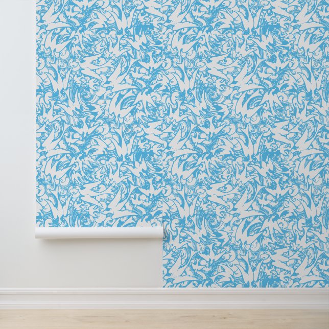 Papier Peint Oiseaux Volants Dans Motif Ciel Nuageux (Application)