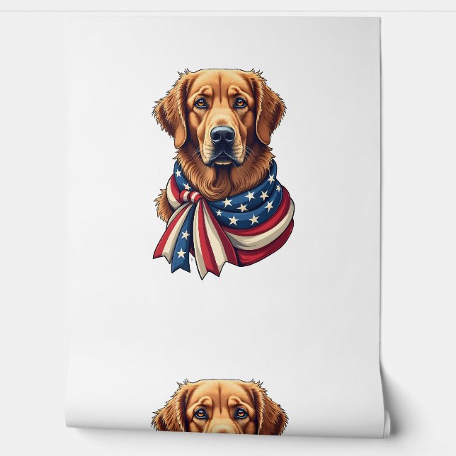 Papier Peint Old Glory Golden Retriever Vintage Shirt 2 (Déroulement)