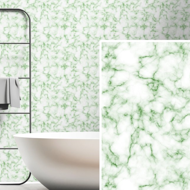 Papier Peint Olive doux vert foncé sur blanc marbré (Créateur téléchargé)