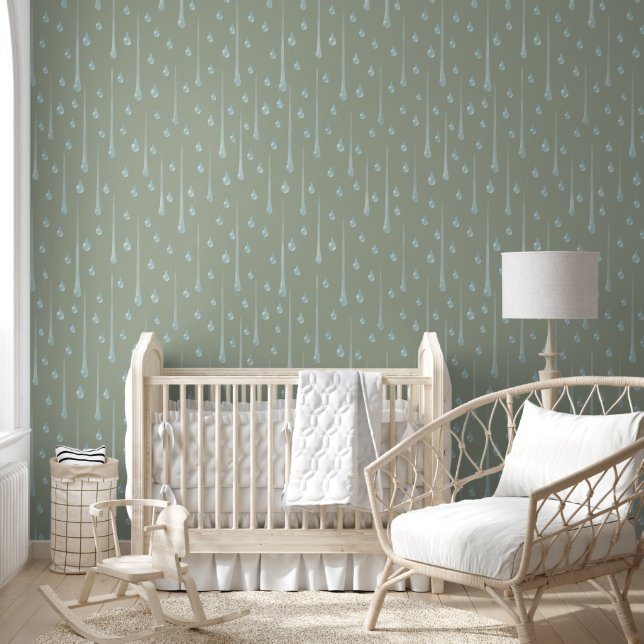 Papier Peint Olive Jour de Pluie (Enfants)