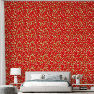 Papier Peint Or Rouge dégradé Feuille Botanique Floral