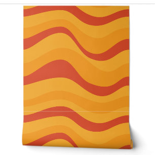 Papier Peint Orange rayé Abstrait moderne