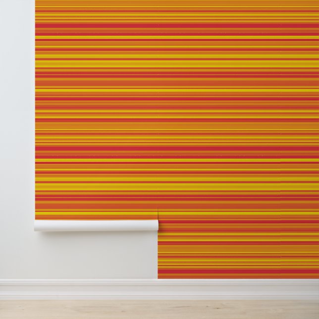 Papier Peint Orange rouge jaune rayures (Application)