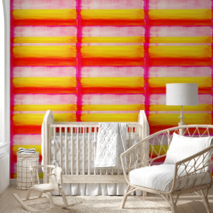 Papier peint Orange Yellow Stripe