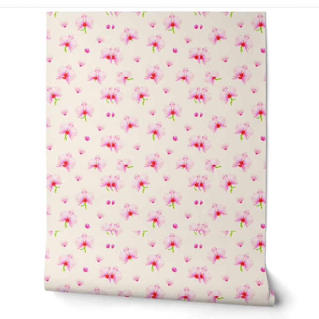 Papier Peint Orchidées rose pastel (Déroulement)