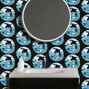 Papier Peint Orque Majestueux Baleine Tueuse Vagues Bleues Océa