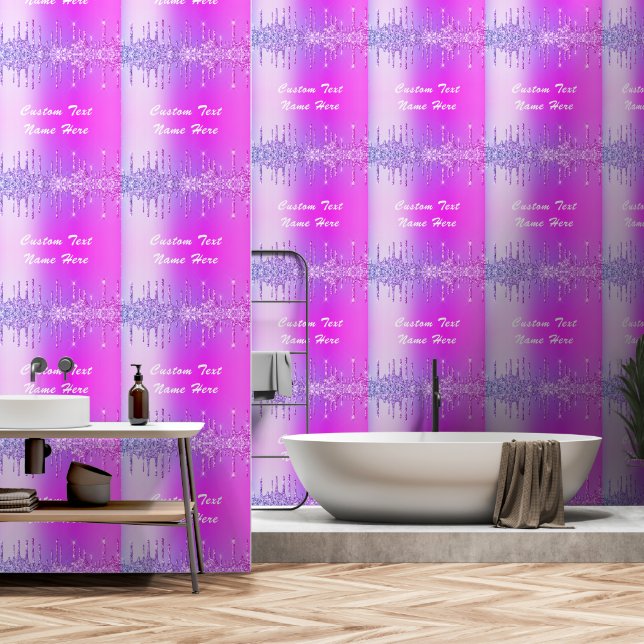 Papier Peint Paillettes Rose Violet Néon Texte Per (Salle de bain)