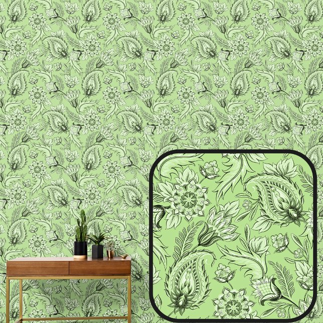 Papier Peint Paisley florale vert clair Élégant (Créateur téléchargé)