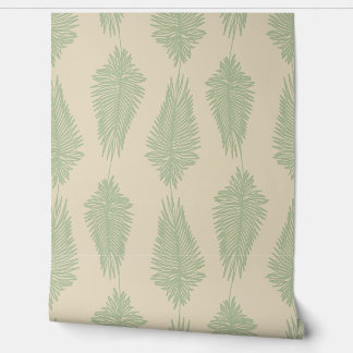 Papier Peint Palm Leaves - Sage Green and Beige