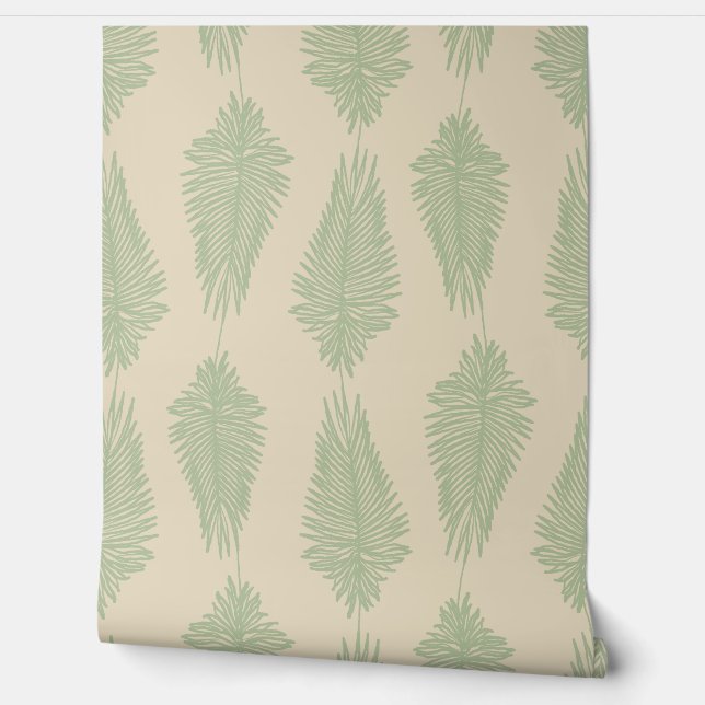 Papier Peint Palm Leaves - Sage Green and Beige (Déroulement)