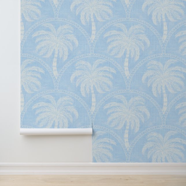 Papier Peint Palm Trees in Soft Blue Tropical Coastal (Application)