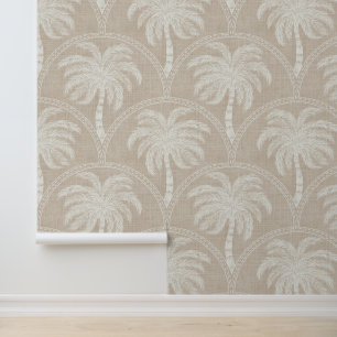 Papier Peint Palmiers blancs sur arches tropicales côtières bei