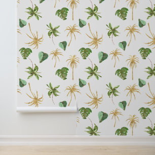 Papier Peint Palmiers d'or tropicaux Feuilles