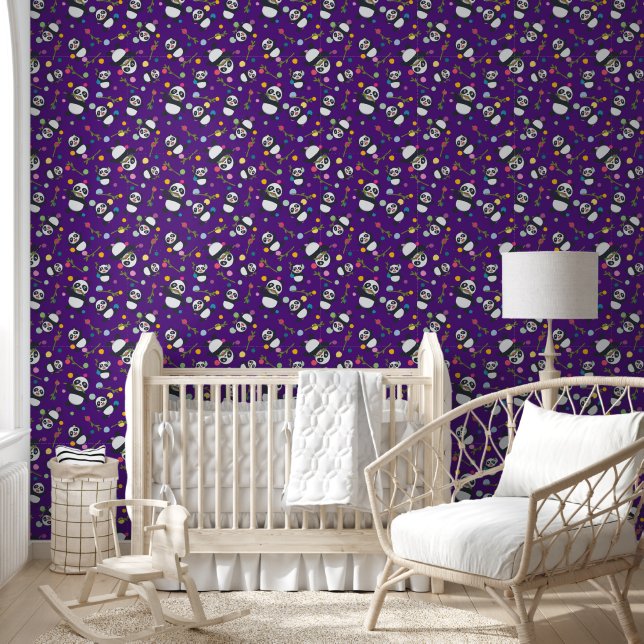 Papier Peint Panda panda pka motif violet arrière - plan (Enfants)