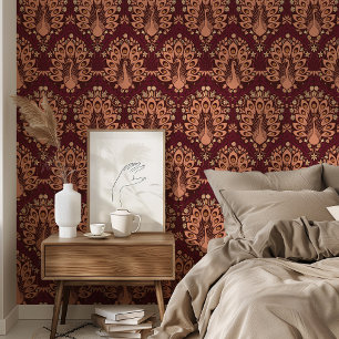 Papier Peint Paons Dorés Art Nouveau