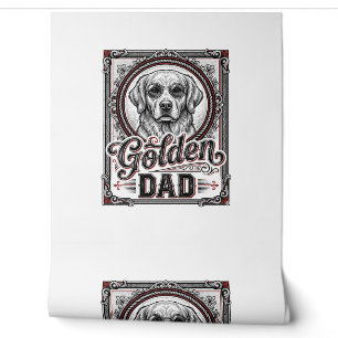 Papier Peint Papa Golden Retriever Dessin de gravure vintage_1