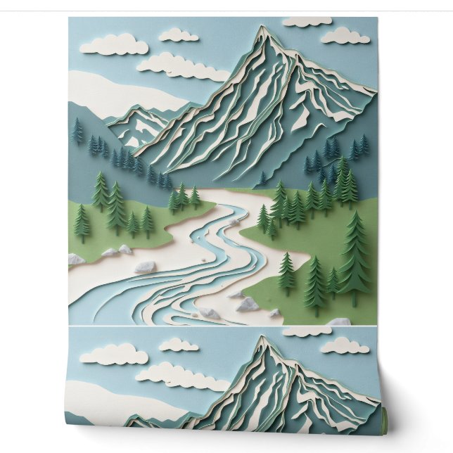 Papier Peint Papercut Design - Montagne (Déroulement)
