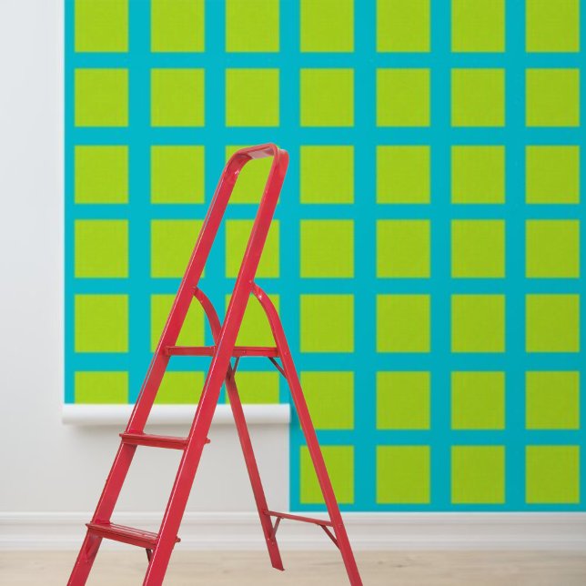 Papier Peint Papier peel et collet bleu citron vert Carrés P (Peel and Stick Wallpaper Blue Lime Green Squares P Wallpaper)