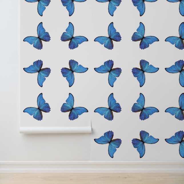 Papier Peint Papillon bleu Morpho Peel & Stick (Application)