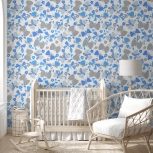 Papier Peint Papillon bleu mou