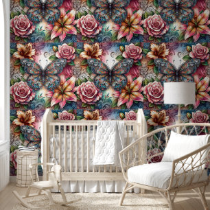Papier Peint Papillon bohème et plaisir floral