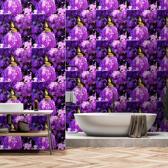 Papier Peint Papillon et Phlox (Salle de bain)