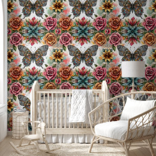Papier Peint Papillon éthérée & Harmonie florale