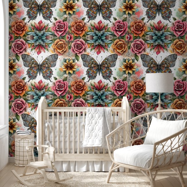 Papier Peint Papillon éthérée & Harmonie florale (Enfants)