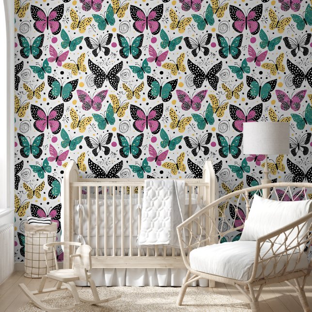 Papier Peint Papillon fantaisiste motif (Enfants)